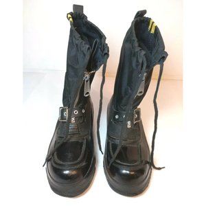 Space Craft Zip Up Winter Boots Steel Shank Made in Japan Black/Yellow Sz 6 RARE